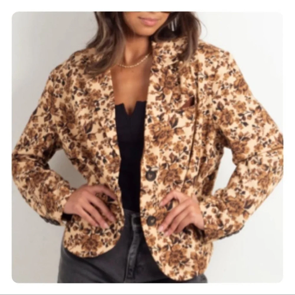 Free People Brown Floral Blazer - Picture 2 of 11